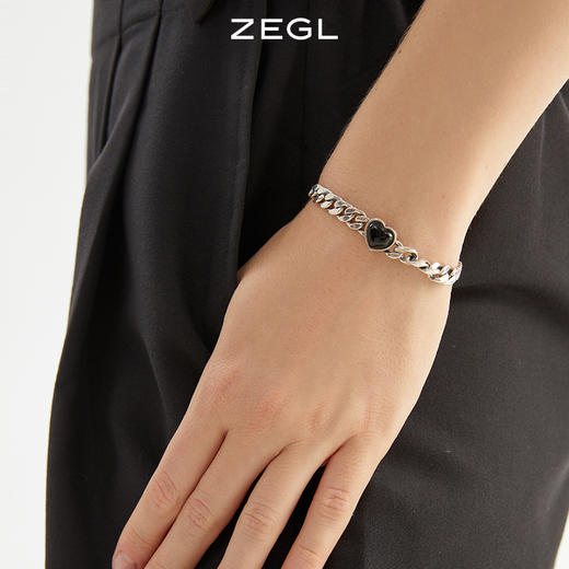 ZEGL黑玛瑙爱心古巴手链女夏ins嘻哈潮酷复古小众设计手饰配饰品 商品图2