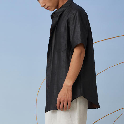 TANGY Collection天意精品2021年春夏新品真丝莨绸翻领短袖衬衫 商品图1