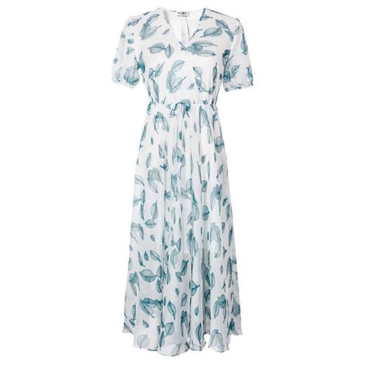 米思阳2024夏季新款优雅减龄绿色印花舒适垂感中长款连衣裙1093 商品图3