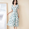 米思阳2024夏季新款优雅减龄绿色印花舒适垂感中长款连衣裙1093 商品缩略图0