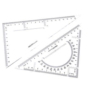 得力（deli） 塑料三角尺直尺子 三角板量角器 办公用品 6420 20cm 商品图1