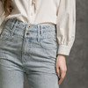 Famecoco范可儿全棉牛仔裤女秋浅色设计感裤子F216GA010 商品缩略图1