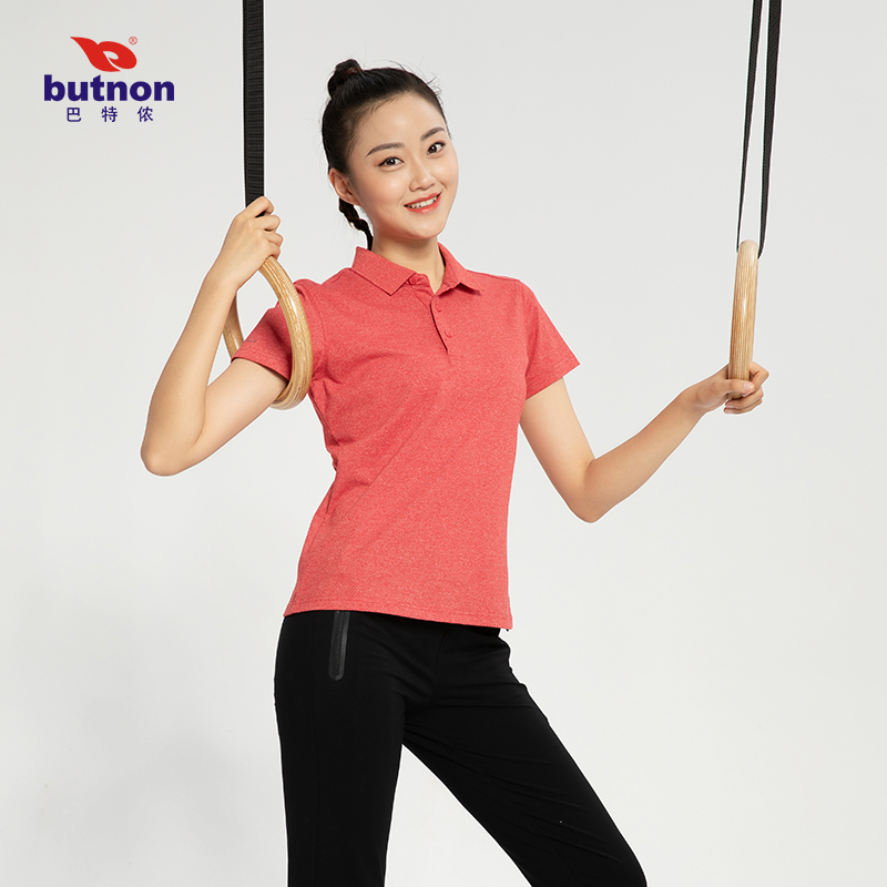特9102巴特侬 butnon 新品女装运动polo衫翻领常规短袖透气舒适t恤反领休闲运动服