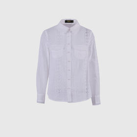 拼接木耳毛边衬衣