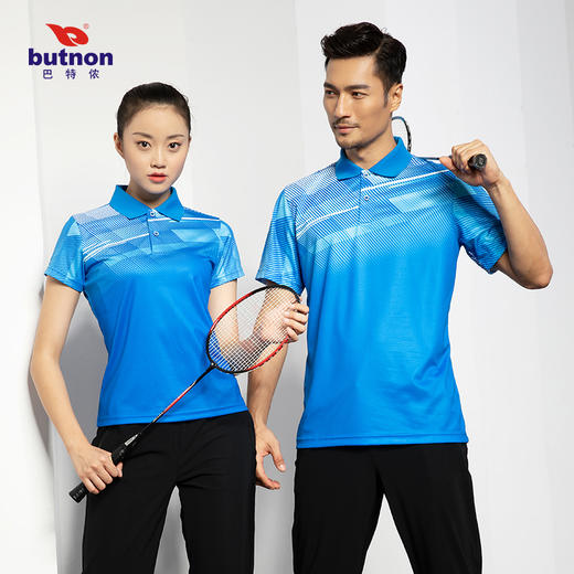 9114巴特侬 butnon 运动t恤排汗透气速干短袖运动polo衫翻领有领针织女装羽毛球服团购 商品图1