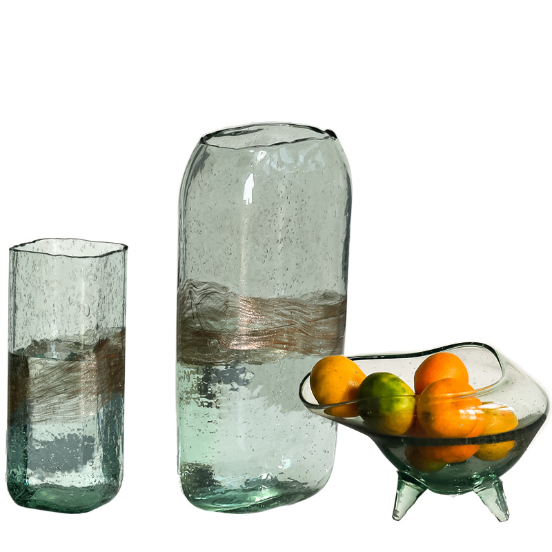 碧轩新品气泡玻璃花瓶花器雨季气泡客厅桌面花瓶欧式装饰插花器