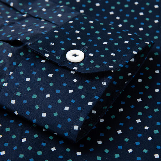 【100棉】罗蒙衬衫男长袖春秋装休闲印花纯棉衬衣 商品图9