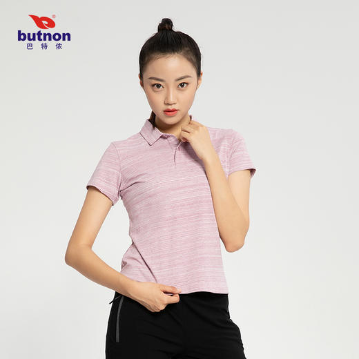 特9104巴特侬 butnon 运动T恤女短袖透气舒适夏季新品针织运动polo衫反领上衣休闲运动服半袖 商品图2