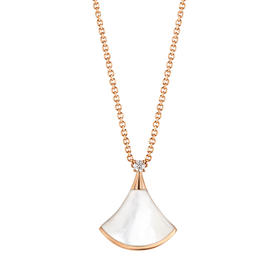 【预售】Bvlgari 宝格丽Divas Dream系列 女士18k金珍珠钻石母贝项链 白色小号扇子