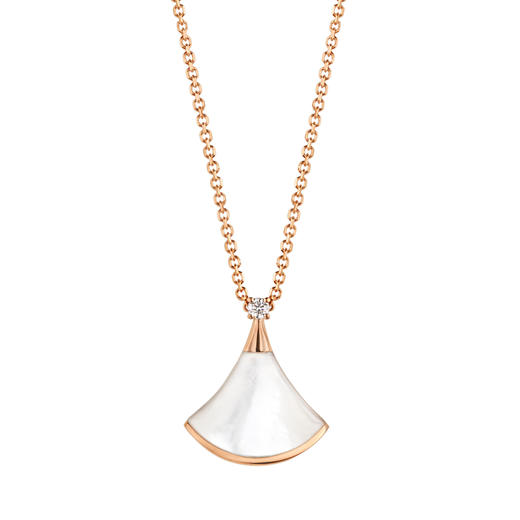 【预售】Bvlgari 宝格丽Divas Dream系列 女士18k金珍珠钻石母贝项链 白色小号扇子 商品图0