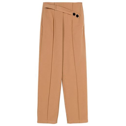 剩M 米思阳2025早秋新款驼色百搭休闲裤女修身显瘦斜扣九分小脚裤0064 商品图3