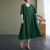 GYH  6093棉麻宽松遮肚气质连衣裙 商品缩略图3