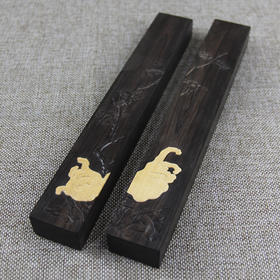 福寿连绵(佛手)紫光檀镶黄杨木镇纸