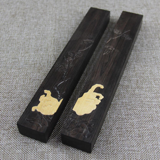 福寿连绵(佛手)紫光檀镶黄杨木镇纸 商品图0