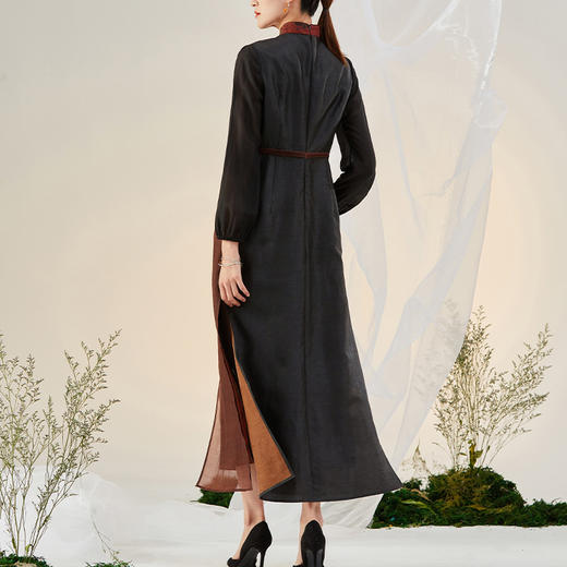 TANGY Collection/天意精品2021年秋季新品真丝印花捏褶莨绸连衣裙 商品图2