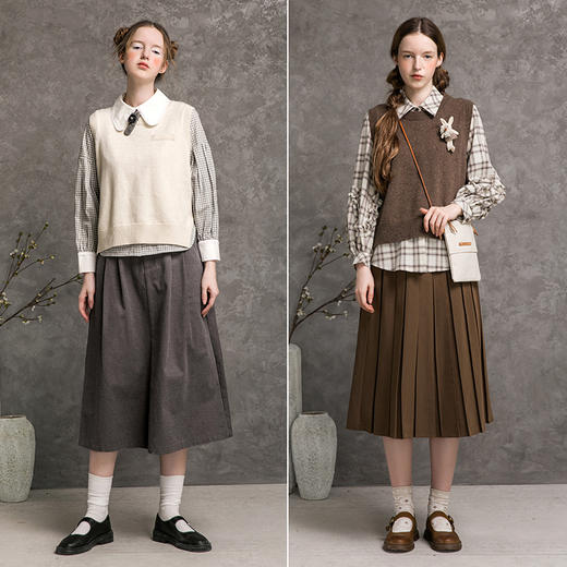 Famecoco范可儿短款针织马甲女秋季圆领羊毛小背心F216CA009 商品图3