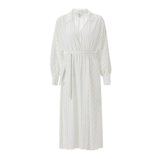 VIMAGE纬漫纪秋季新品优雅条纹显瘦开叉连衣裙VC2107226 商品图4