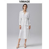 VIMAGE纬漫纪秋季新品优雅条纹显瘦开叉连衣裙VC2107226 商品缩略图1