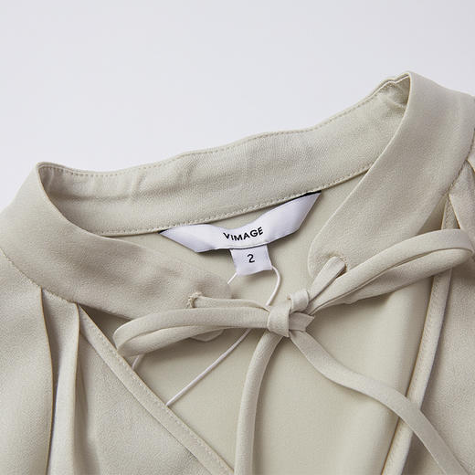 VIMAGE纬漫纪秋季新款纯色通勤百搭系带衬衬衣女士小上衣1613203 商品图7