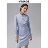VIMAGE纬漫纪秋季新品通勤简约长袖立领H裙连衣裙VC2107224 商品缩略图0