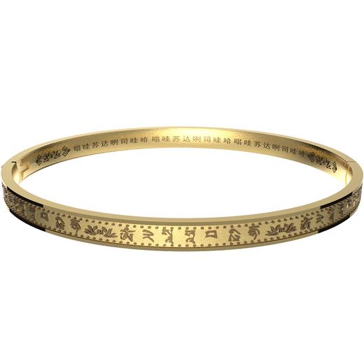 闭口大隨楞钛钢手镯，雕刻金色手镯两支 女士钛钢手环 精细雕刻 闭口设计 商品图7