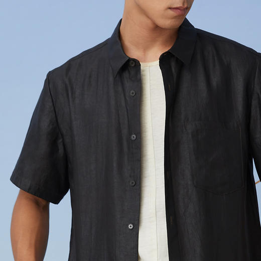 TANGY Collection天意精品2021年春夏新品真丝莨绸翻领短袖衬衫 商品图3