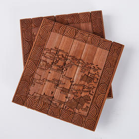 碳化竹+植绒布杯垫