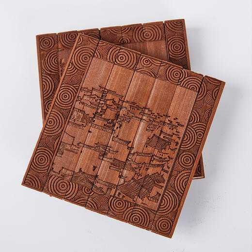 碳化竹+植绒布杯垫 商品图0