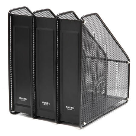 得力三联杂志盒9197(黑)金属三格 商品图1