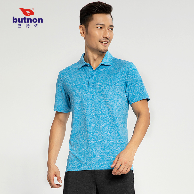 特9105巴特侬 butnon 2019夏季新品运动t恤男翻领短袖大码宽松上衣polo衫透气吸湿