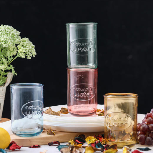 利快西班牙进口多彩玻璃杯圆形加厚创意水杯多颜色可选果汁杯家用 商品图0