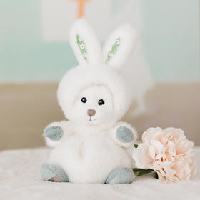 伽百利斯诺曼白色兔帽熊毛绒W2173C毛绒玩具公仔睡觉抱枕安抚陪伴玩偶男孩女孩礼物
