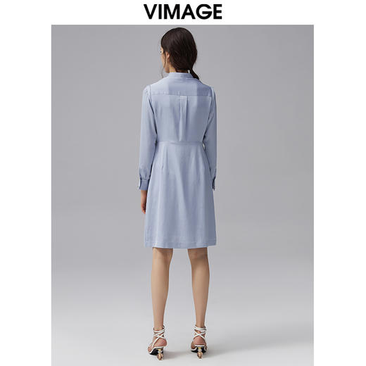 VIMAGE纬漫纪秋季新品通勤简约长袖立领H裙连衣裙VC2107224 商品图3
