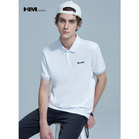 HIM漢崇 舒适微弹POLO衫男商务休闲字母印花短袖反领T恤 2026夏季