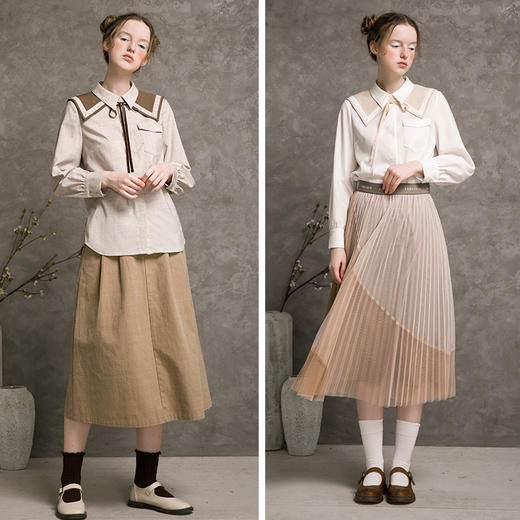 famecoco范可儿女士衬衫秋季文艺绣花百搭开衫衬衣F216BH006 商品图4