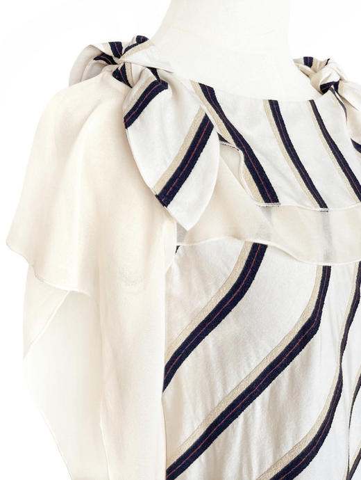 TYNVIE 拆卸蝴蝶结遮肩上衣（3种穿法）-斜条纹 商品图6