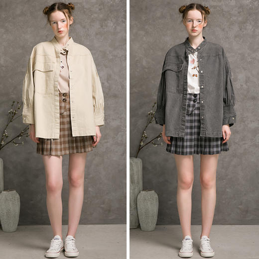 Famecoco范可儿牛仔外套女秋设计感百搭短外套F215AB110 商品图4