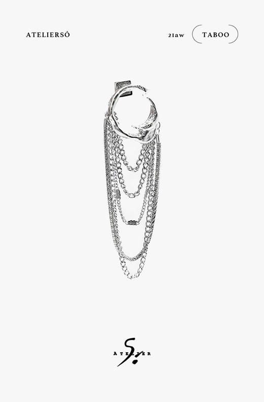 21AW TABOO｜愚人船 尖钩系列 - 锁链流苏耳环 商品图0