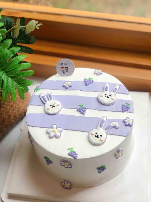 手绘兔子紫色奶油蛋糕 下单前请仔细阅读商品详情 商品图1