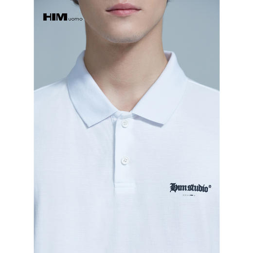 HIM漢崇 舒适微弹POLO衫男商务休闲字母印花短袖反领T恤 2026夏季 商品图3