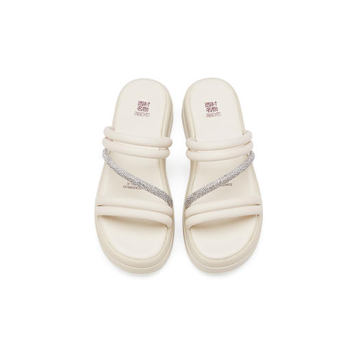 夏季新款ins新潮水钻厚底女士外穿拖鞋平底增高女士拖鞋T21BJ23861 商品图3