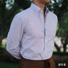 Merino Brothers 120支双股埃及棉白色红条纹暗纽扣领意式工艺衬衫 商品缩略图1