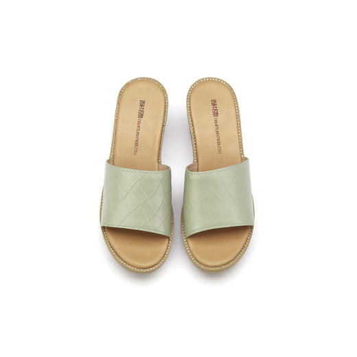 夏季新款休闲凉拖女厚底松糕外穿女拖鞋坡跟增高露趾女凉鞋T21BJ23831 商品图1