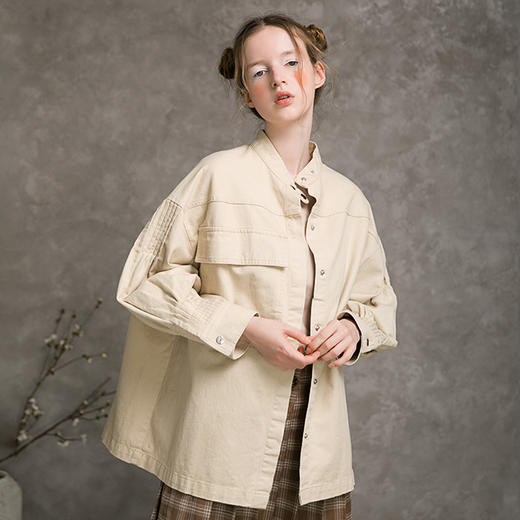 Famecoco范可儿牛仔外套女秋设计感百搭短外套F215AB110 商品图1