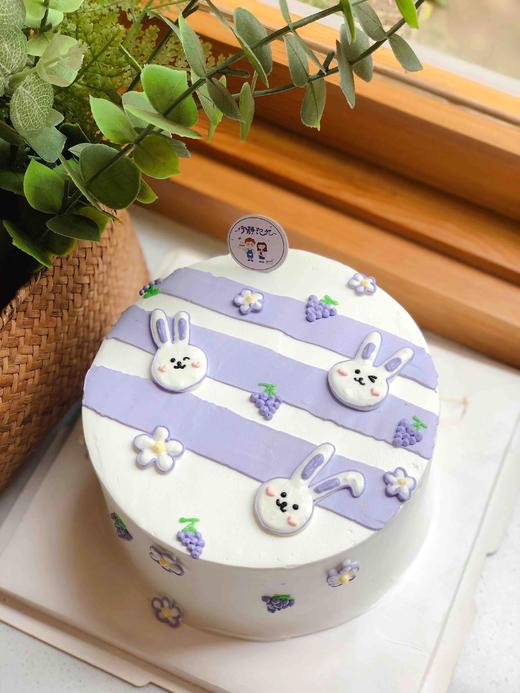 手绘兔子紫色奶油蛋糕 下单前请仔细阅读商品详情 商品图0