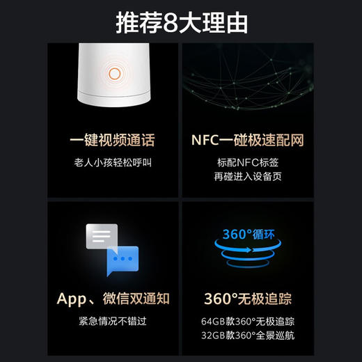 华为智选 海雀智能摄像头PRO 2K版32G//64G内置存储AI监测智能家居监控器无线高清300W像素家用全景智能摄像头 商品图2