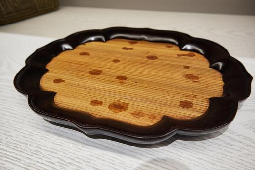 精品海棠文盘°湘妃竹镶嵌紫光檀茶盘 商品图1