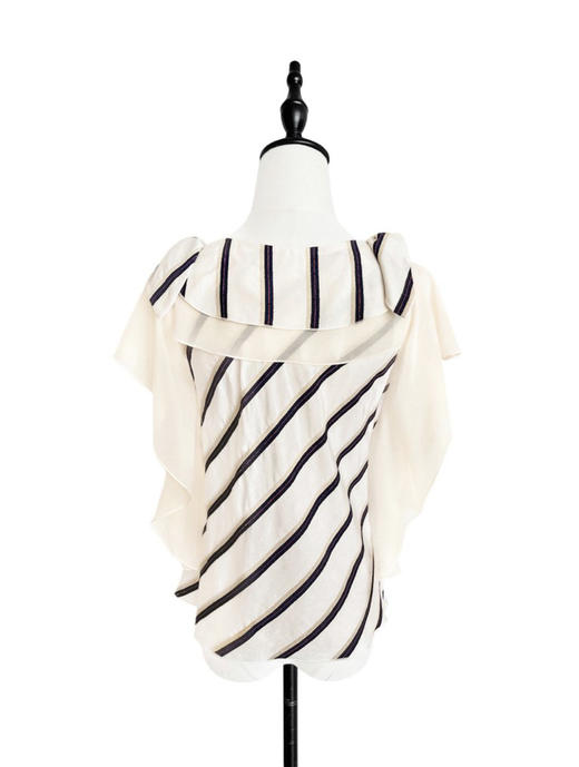 TYNVIE 拆卸蝴蝶结遮肩上衣（3种穿法）-斜条纹 商品图4