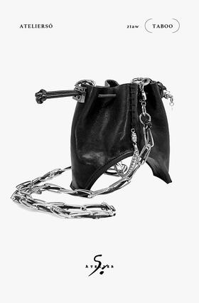 21AW TABOO｜愚人船  皮具系列 - 皱面羊皮假宝石中号月牙包