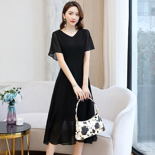 通勤时尚纯色，V领露肩连衣裙HR-YBX2020 商品图2